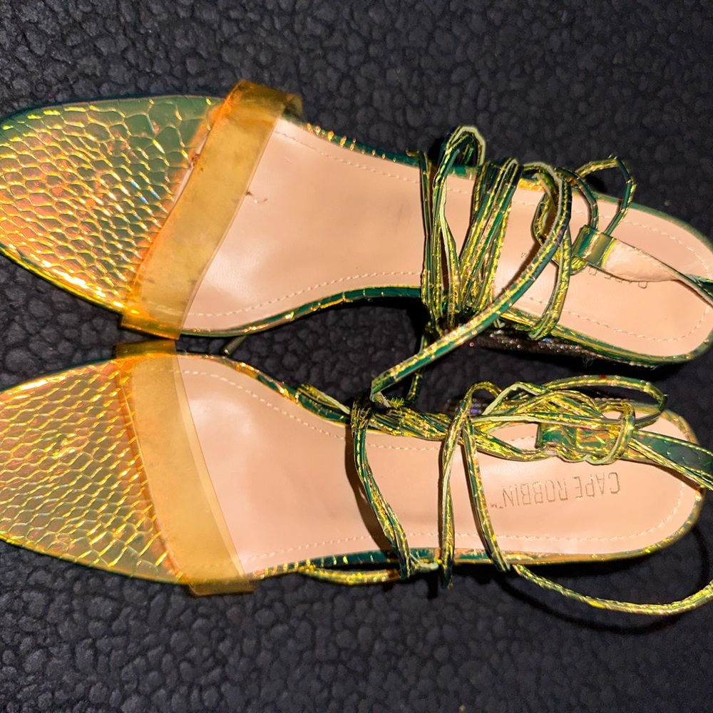 Reflective diamond Crocodile Skin Heel